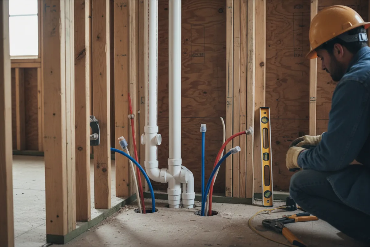 Drain and supply rough-in during Leak Detection in Senecaville