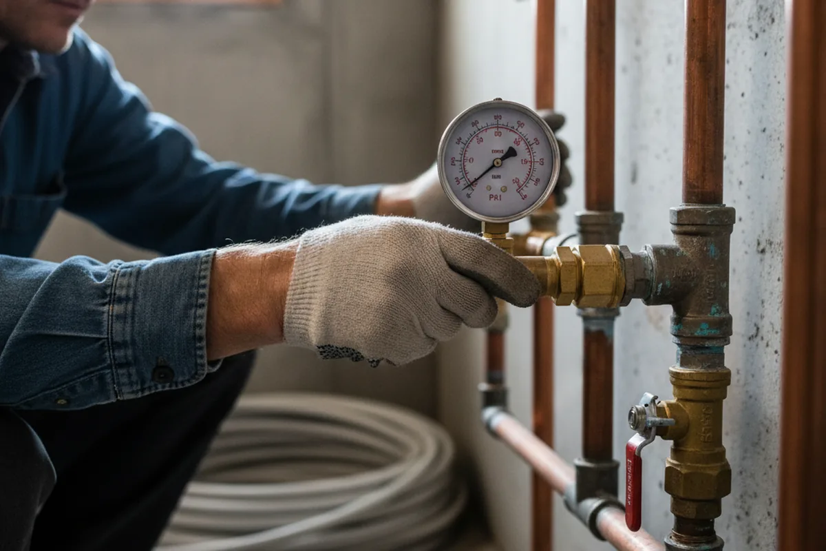Pressure testing a repaired line during Water Line Repair in Senecaville